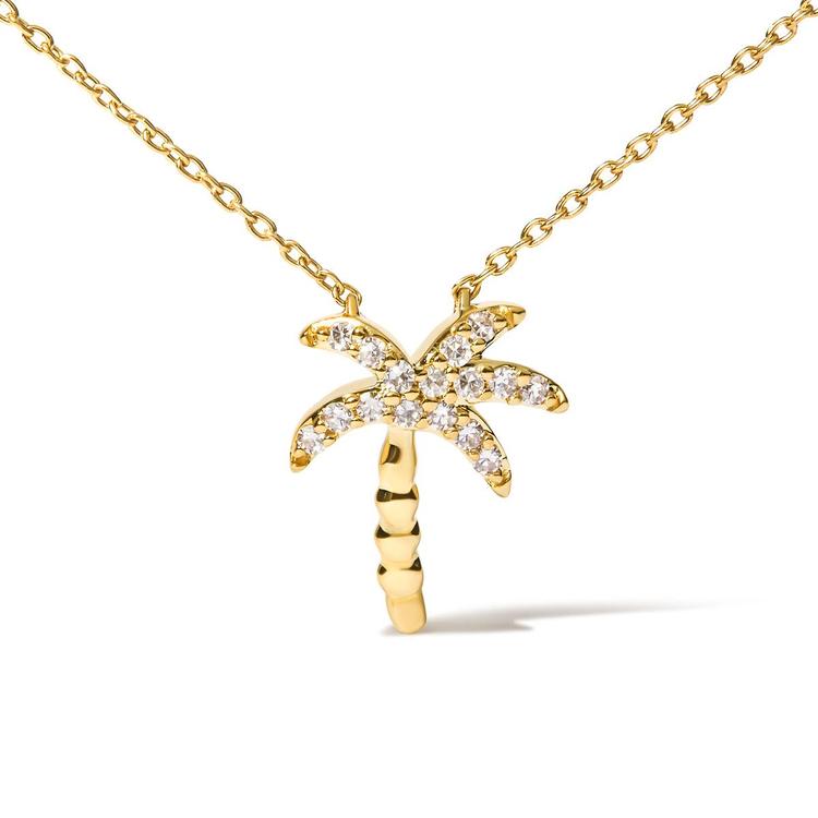 Haus of Brilliance 10kt. Gold 1/10ctw. Diamond Palm Tree Pendant