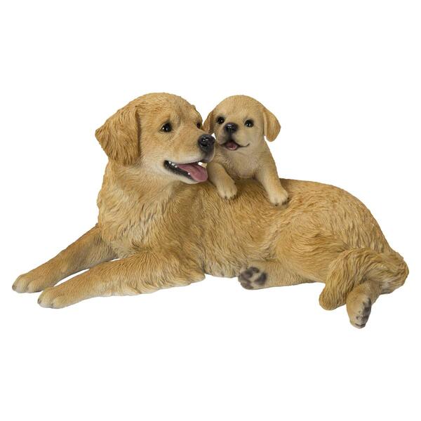 Hi-Line Gift Mother & Baby Golden Retriever Garden Statue - image 