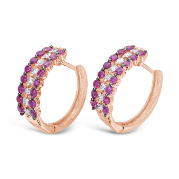 Le Vian(R) Passion Ruby(tm) & Vanilla Diamonds(R) Hoop Earrings - image 