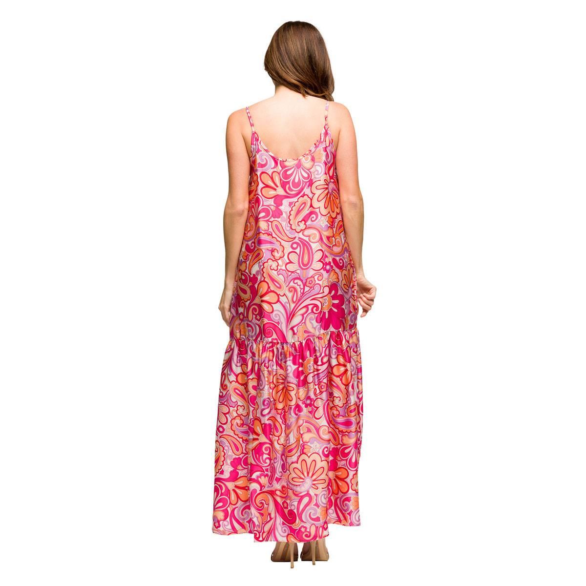 Womens 24/7Comfort Apparel Pink Spaghetti Strap Maxi Dress