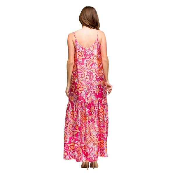 Womens 24/7Comfort Apparel Pink Spaghetti Strap Maxi Dress