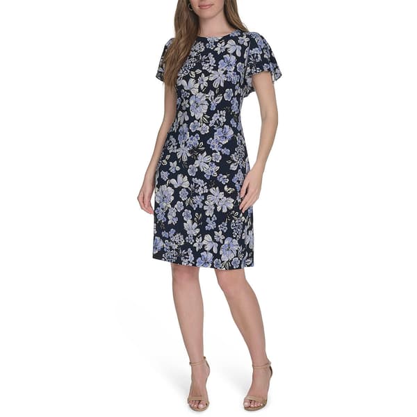 Womens Tommy Hilfiger Short Sleeve Floral Jersey Dress