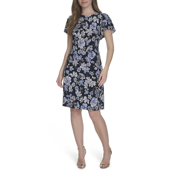 Womens Tommy Hilfiger Short Sleeve Floral Jersey Dress - image 