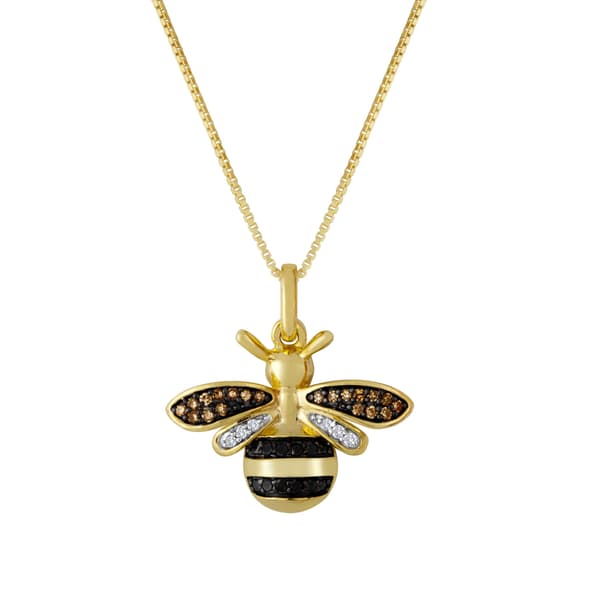 Diamond Classics&#40;tm&#41; Gold over Silver 1/10ctw. Bee Pendant - image 