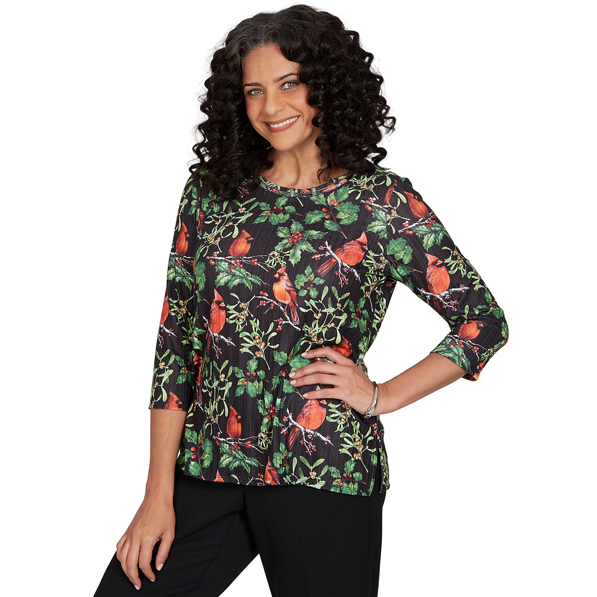 Petite Alfred Dunner Classics Cardinals On Branches Tee