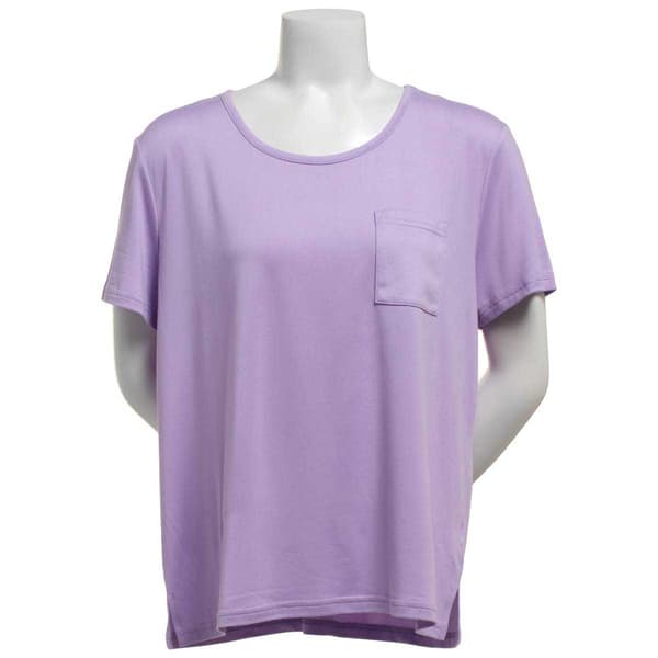 Plus Size MUK LUKS(R) Short Sleeve Solid Scoop Neck Pajama Tee - image 