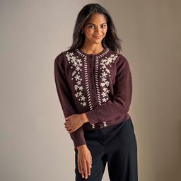 Womens Adrianna Papell Long Sleeve Whip Stitch Floral Cardigan