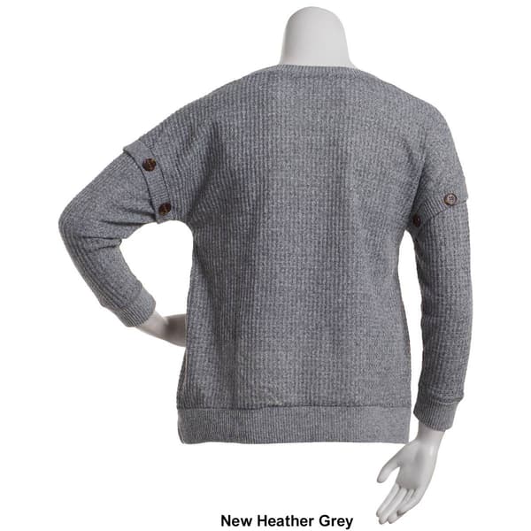 Womens French Laundry Long Sleeve Drop Shoulder Waffle Sweater
