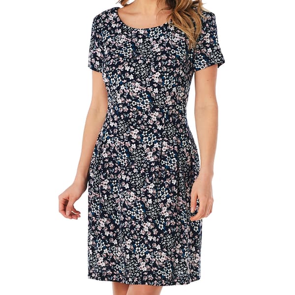 Womens Connected Apparel Short Sleeve Pocket A-Line Dress