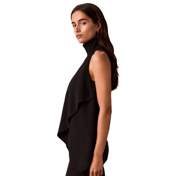 Womens Calvin Klein Sleeveless Turtleneck Draped Front Sweater