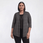 Plus Size Notations 3/4 Sleeve Plaid Print Hacci 2Fer Blouse - image 1