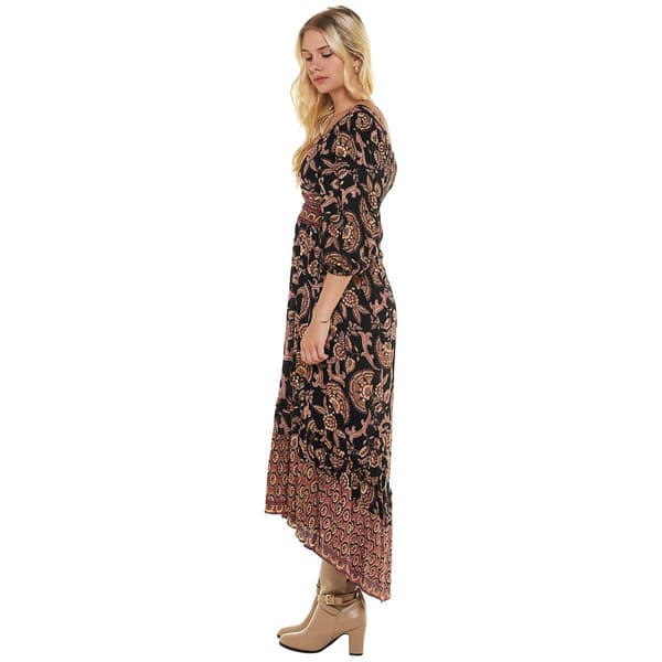 Juniors Angie Floral Keyhole High Low Maxi Dress with Slit