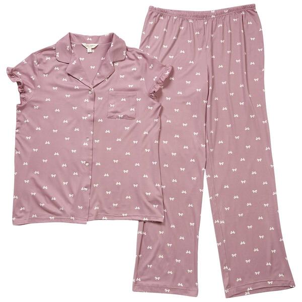 Womens Laura Ashley&#40;R&#41; Short Sleeve Heart Buttons Pajama Set - image 