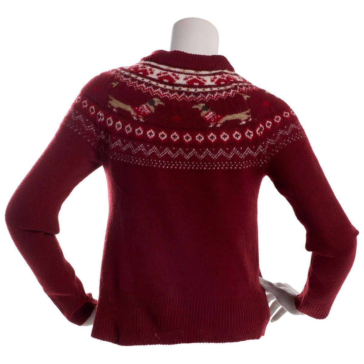 Juniors No Comment Mossy Weiner Dog Sweater with Dog Clip