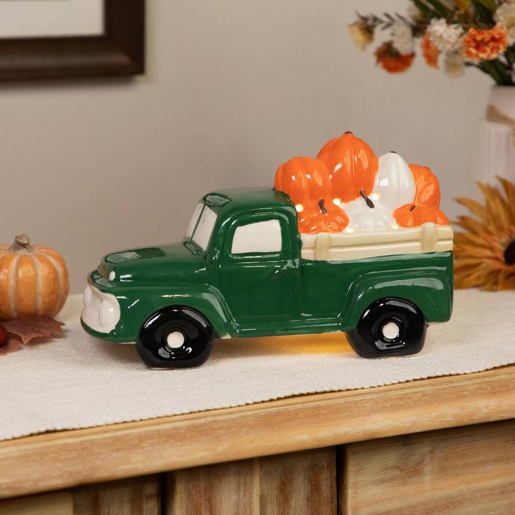 Northlight Seasonal 9.5in. LED Green Ceramic Truck Décor