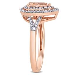 Gemstones Classics™ 14kt. Rose Gold Morganite Double Halo Ring