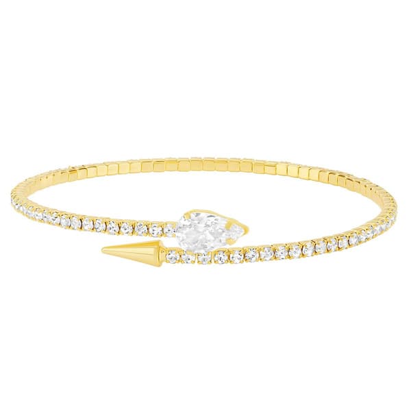 Athra 14kt. Gold over Brass Single Crystal Spear Coil Bracelet