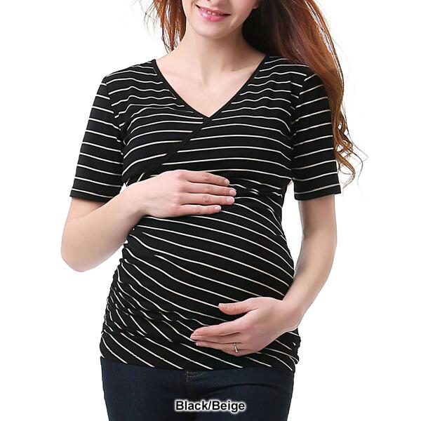 Womens Glow & Grow&#174; Faux Wrap Stripe Maternity Nursing Top