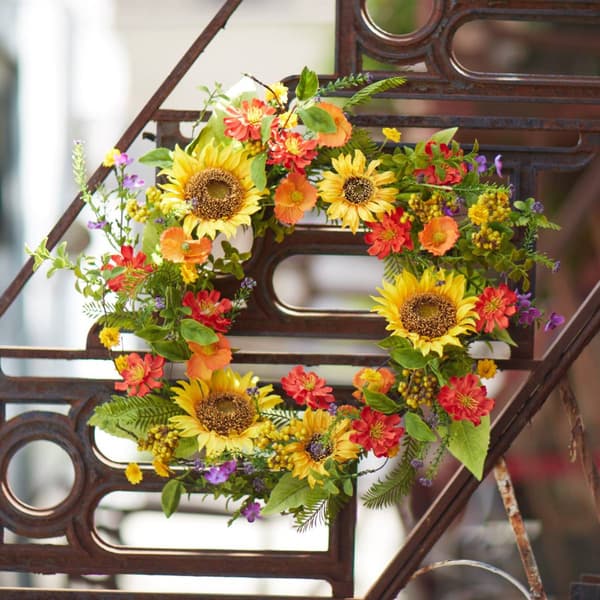 Melrose 22in. Mixed Sunflower Floral Wreath
