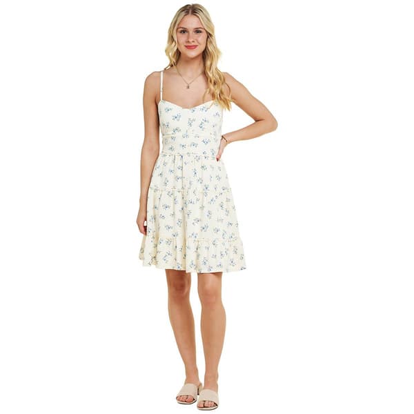 Juniors Derek Heart Airflow Lace Button Front Tier Sundress