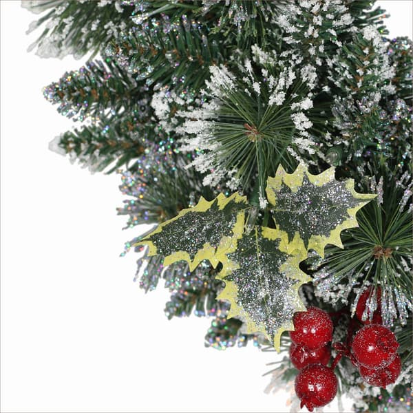 Puleo International 24in. Pre-Lit Snowy Silverton Pine Wreath