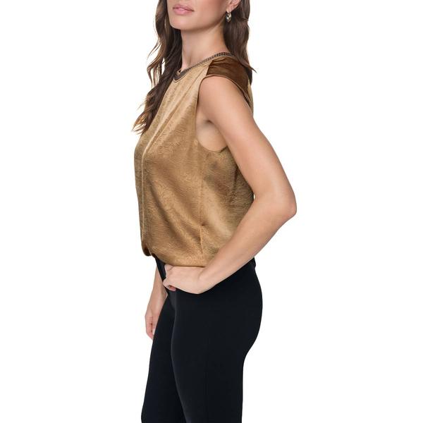 Womens DKNY Cap Sleeve Blouse with Chain Detail