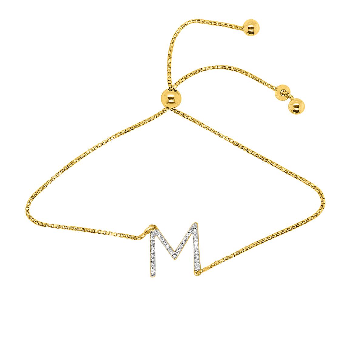 Nova Star® Lab Grown Diamond Initial M Gold Plated Bolo...