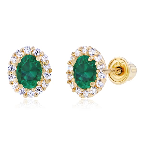 Gemstone Classics&#40;tm&#41; 14kt. Yellow Gold Emerald Oval Earrings - image 