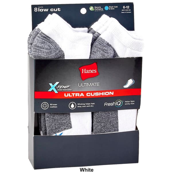 Mens Hanes&#174; Ultimate&#174; 8pk. Cushioned Low Cut Socks