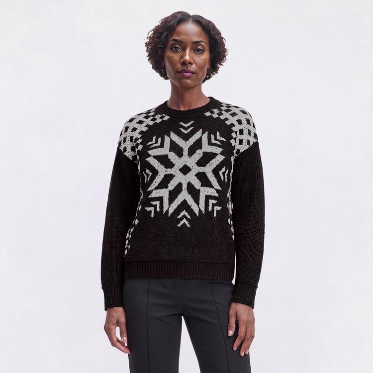 Womens Olive & Vine Long Sleeve Snowflake Sweater