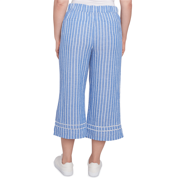Petite Ruby Rd. Tinted Tides Stripe Relaxed Wide Leg Capri