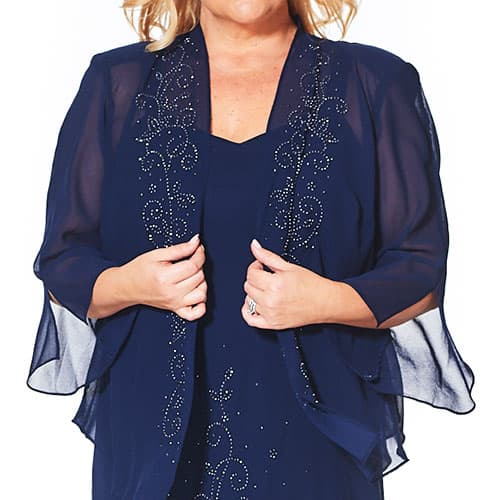 Plus Size R&M Richards Beaded Georgette Jacket Dress