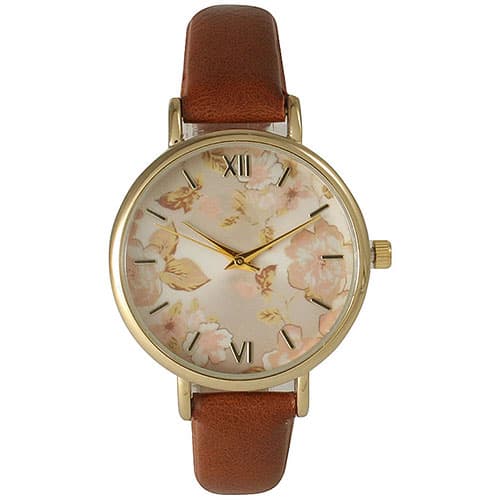 Womens Olivia Pratt Vintage Roses Watch - 15828 COGNAC - image 