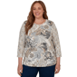 Plus Size Alfred Dunner Classics 3/4 Sleeve Geo Leaf Blouse - image 1