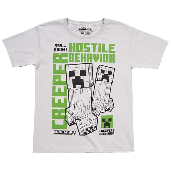 Boys (8-20) Minecraft Creepers Need Hugs Short Sleeve Tee - image 