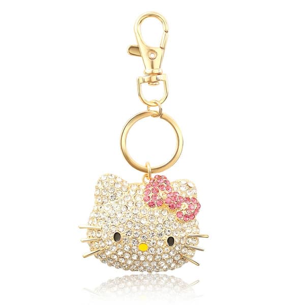 Sanrio Hello Kitty Face 3D Multi Color Pave Crystal Keychain - image 