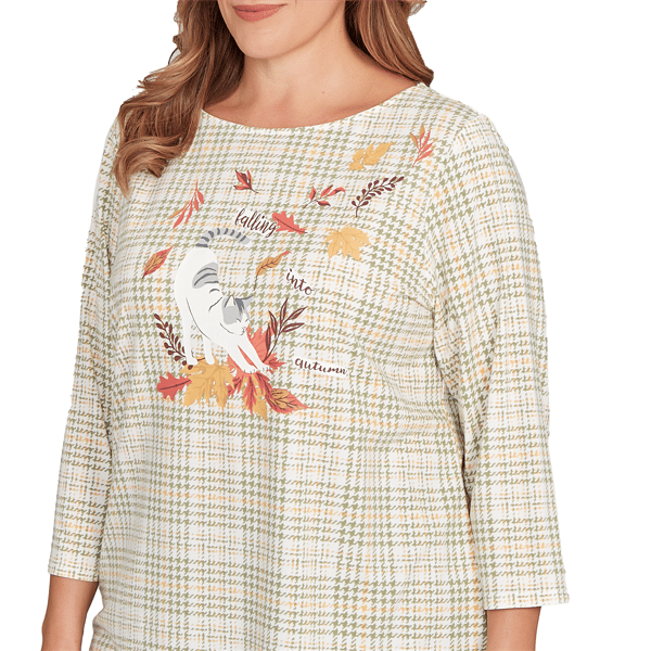 Plus Size Ruby Rd. Must Haves II Autumn Cat Houndstooth Tee
