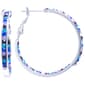 Fine Silver Plated Blue Pave Hoop Earrings - image 1