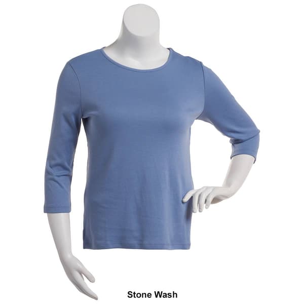 Plus Size Hasting & Smith 3/4 Sleeve Solid Open Crew Neck Tee