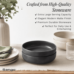 Sango Anderson Black 10in. Large Ceramic Serving Bowl - Set of 2