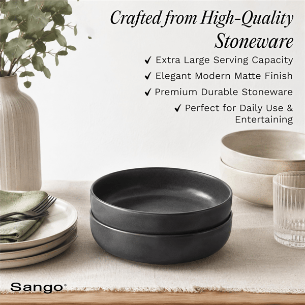 Sango Anderson Black 10in. Large Ceramic Serving Bowl - Set of 2