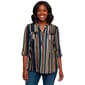 Womens Cocomo 3/4 Roll Tab Sleeve Stripe Mandarin Collar Blouse - image 1