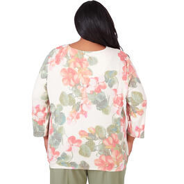 Plus Size Alfred Dunner Tuscan Sunset Placed Floral Texture Blous