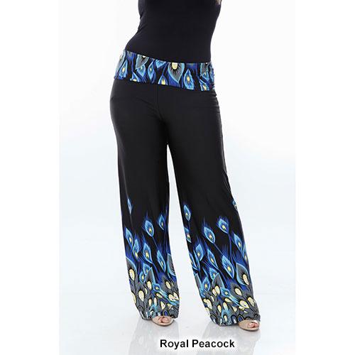 Plus Size White Mark Printed Palazzo Pants-Peacock