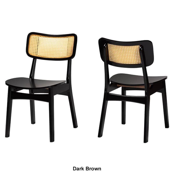 Baxton Studio Tafari Wood & Rattan 2pc. Dining Chair Set
