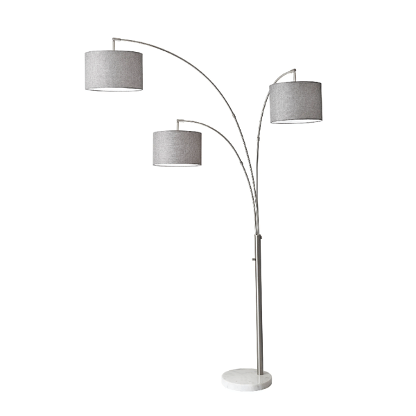HomeRoots 74 Silver Three Light Adjustable Tree Floor Lamp With