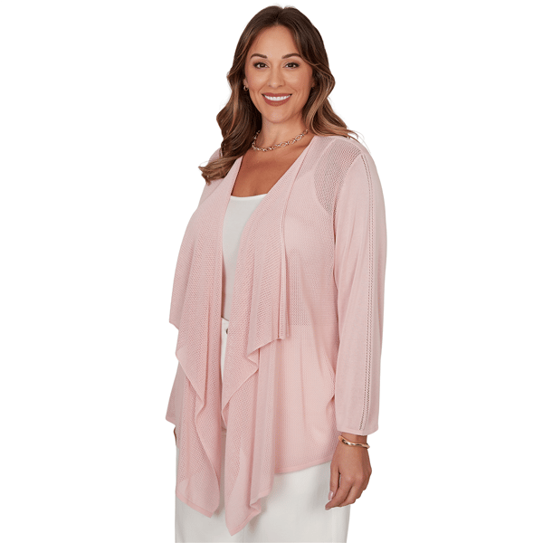 Plus Size Emaline Key Items 3/4 Sleeve Drape Front Cardigan