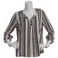 Womens Cure 3/4 Sleeve 3/4 Sleeve Two Button Stripe Henley Blouse - image 1