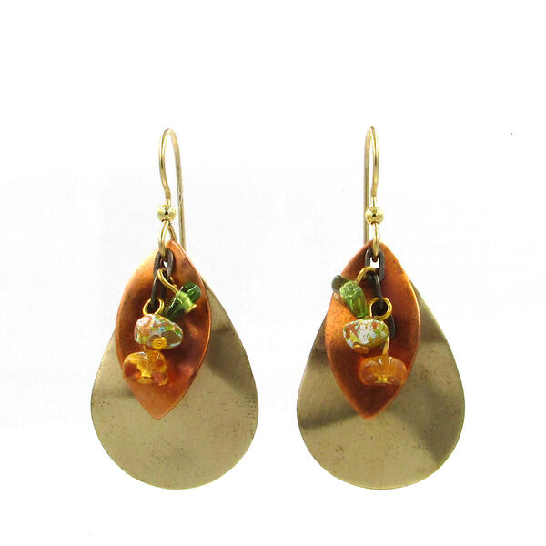 Silver Forest Layered Shapes Earrings with Beads - image 
