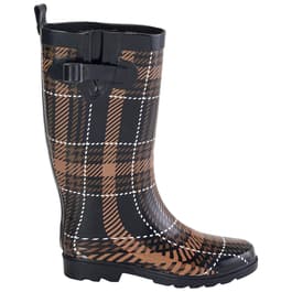 Womens Capelli New York Plaid Tall Sporty Rain Boots with Buckle